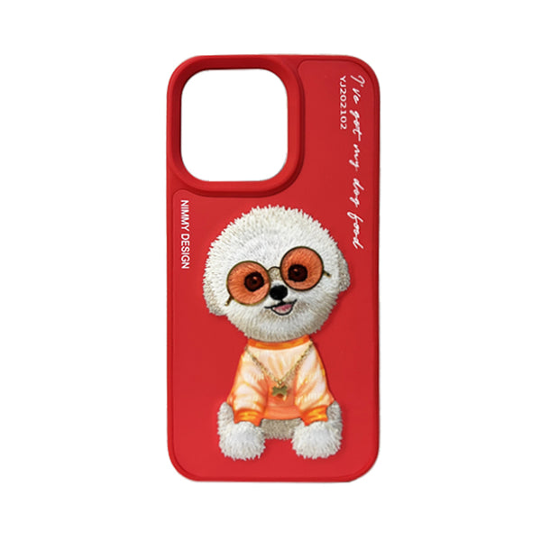 Nimmy 3D Embroided Small Dog Back Case Cover for Apple iPhone - Red
