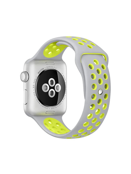 Silicone Sports Watch Strap for Apple Watch Series 5/4/3/2/1(Grey and Green)