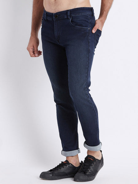 Men Blue Slim Fit Mid-Rise Clean Look Stretchable Jeans