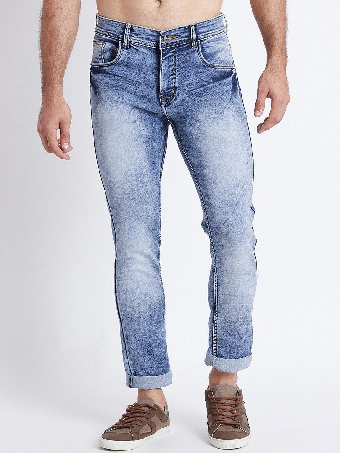Men Blue Slim Fit Mid-Rise Washed Clean Look Stretchable Jeans