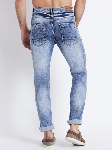 Men Blue Slim Fit Mid-Rise Washed Clean Look Stretchable Jeans