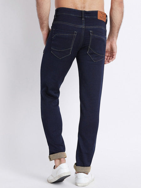 Men Blue Slim Fit Mid-Rise Laser Washed Clean Look Stretchable Jeans
