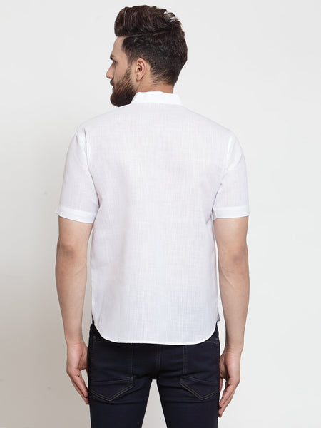 Designer White Short Linen Kurta for Men by TREEMODA