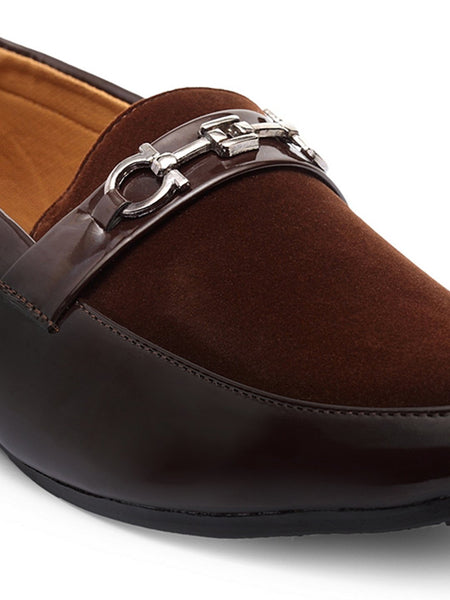Treemoda Brown Leather Semi Formal Loafers For Men