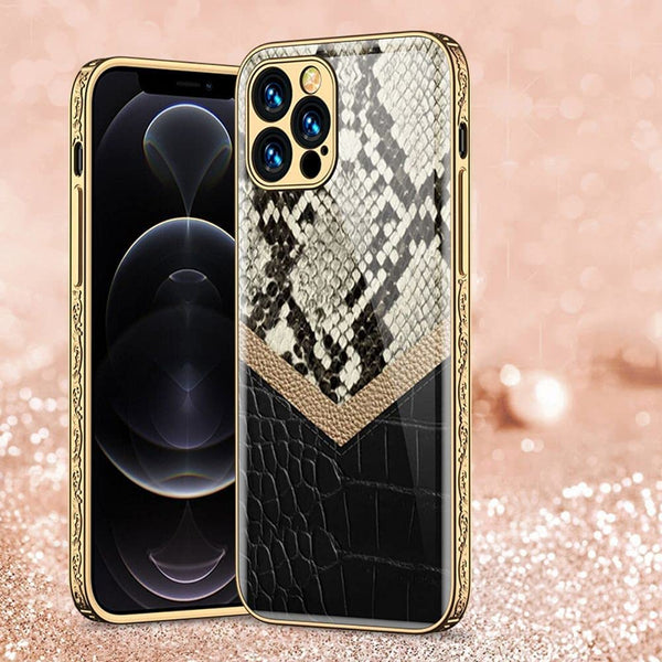 Luxury Embossed Border Glass Case for iPhone