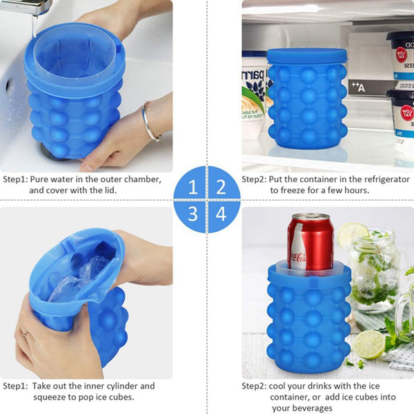 Ice Cube Maker Silicone Tray Ice Bucket