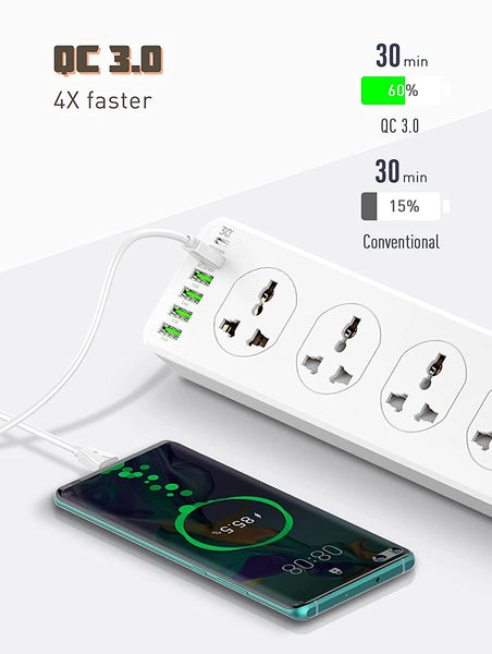30W 10 Port + 1 PD + 1 QC + 4 USB Universal Power Socket Fast Charging Ports (GET FREE MASK ON YOUR PURCHASE)