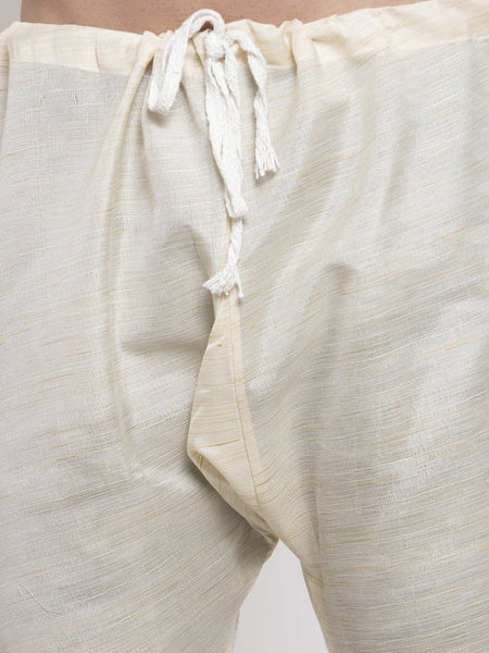 Men's White Embroidered Kurta Pajama Set, With  Jacket, and Scarf by Treemoda