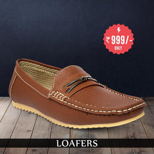 Treemoda Brown Leather Casual Loafers For Men