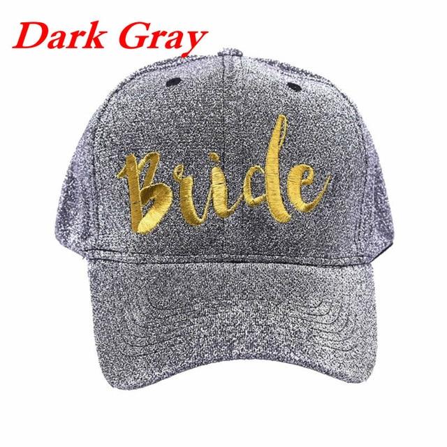 Adjustable Hip Hop Snapback Peak Hat Baseball Cap Women Summer Gold Letters Team Bride Embroidered Glitter Cloth