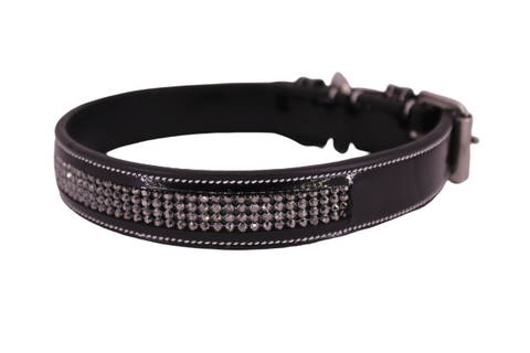 Black Swarovski Patent Leather Premium Quality Dog Collar
