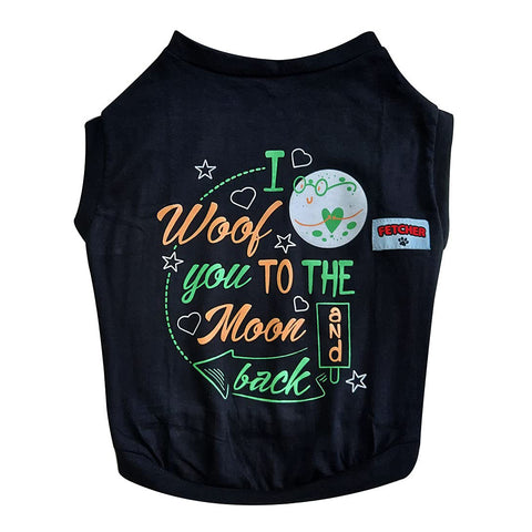 Black 'I Woof You to The Moon and Back' Premium Dog T-Shirt for Small Breeds