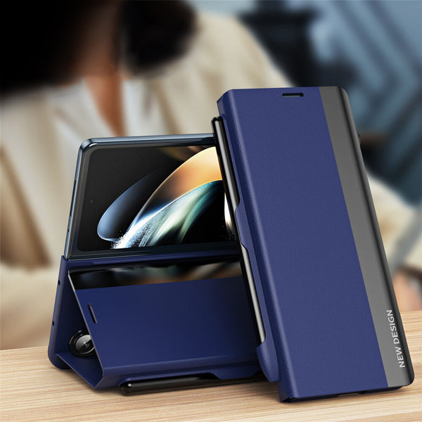 Premium Leather Magnetic Protection Galaxy Z Fold 3 & 4 with Pen Holder Back Case