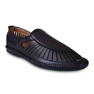 Treemoda Black Ethnic Sandals for Men/Boys