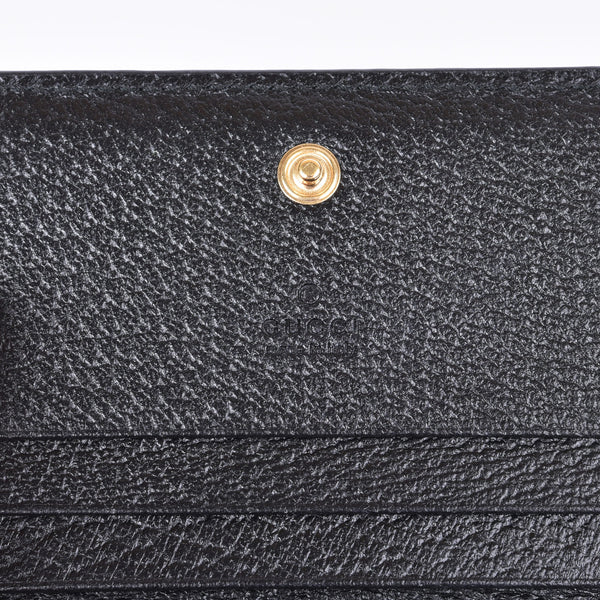 Ophidia Card Case Wallet Black Grained Leather