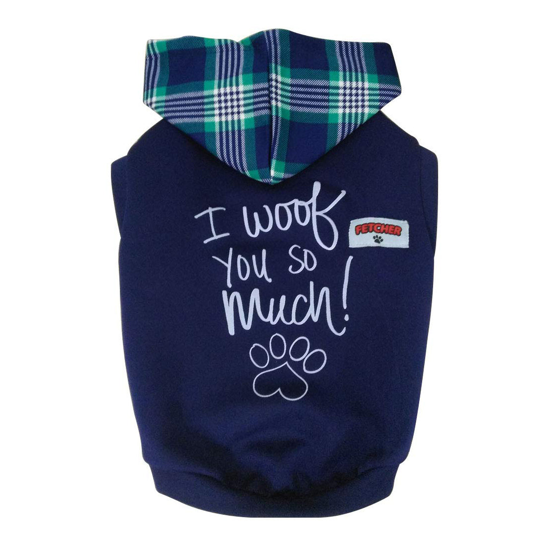 Dark-Blue 'I Woof You So Much' Dry Fit Hoodie for Small Breeds