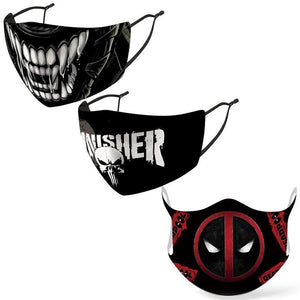 Punisher, Deadpool & Monster Face Printed Face Mask (Pack Of 3)
