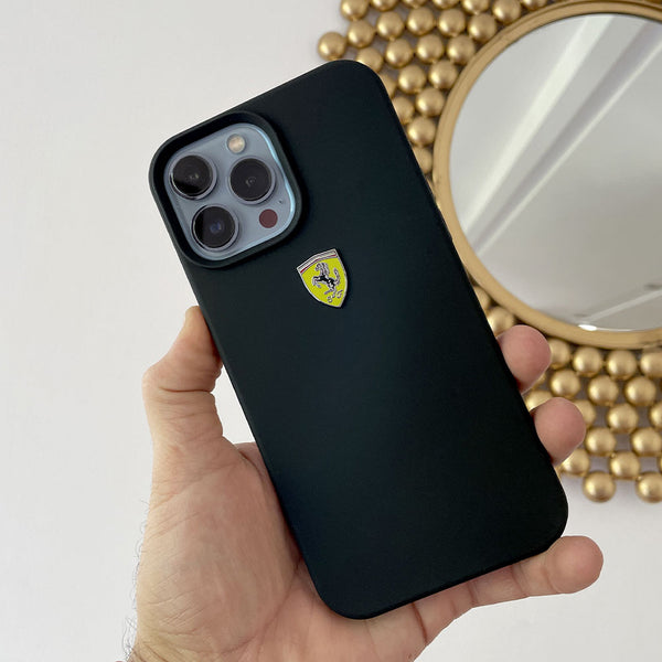 Ferrari Black Silicone Case for iPhone 13 & 14 Series