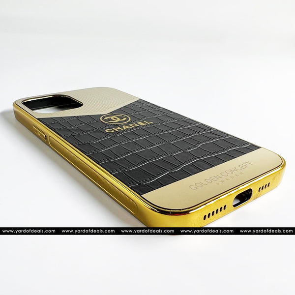 Golden Electroplated Premium Leather Case for iPhone