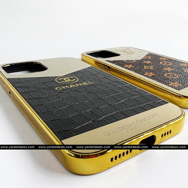 Golden Electroplated Premium Leather Case for iPhone