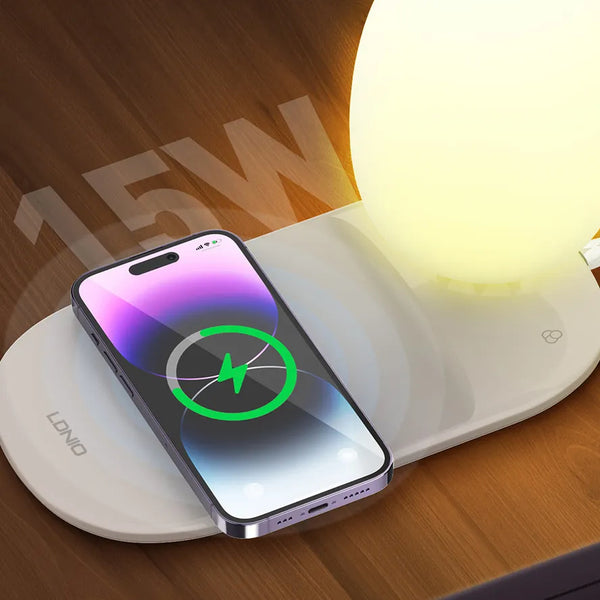 2 in 1 LED RGB Desk Lamp with Fast Wireless Charging Landscape Night Lamp