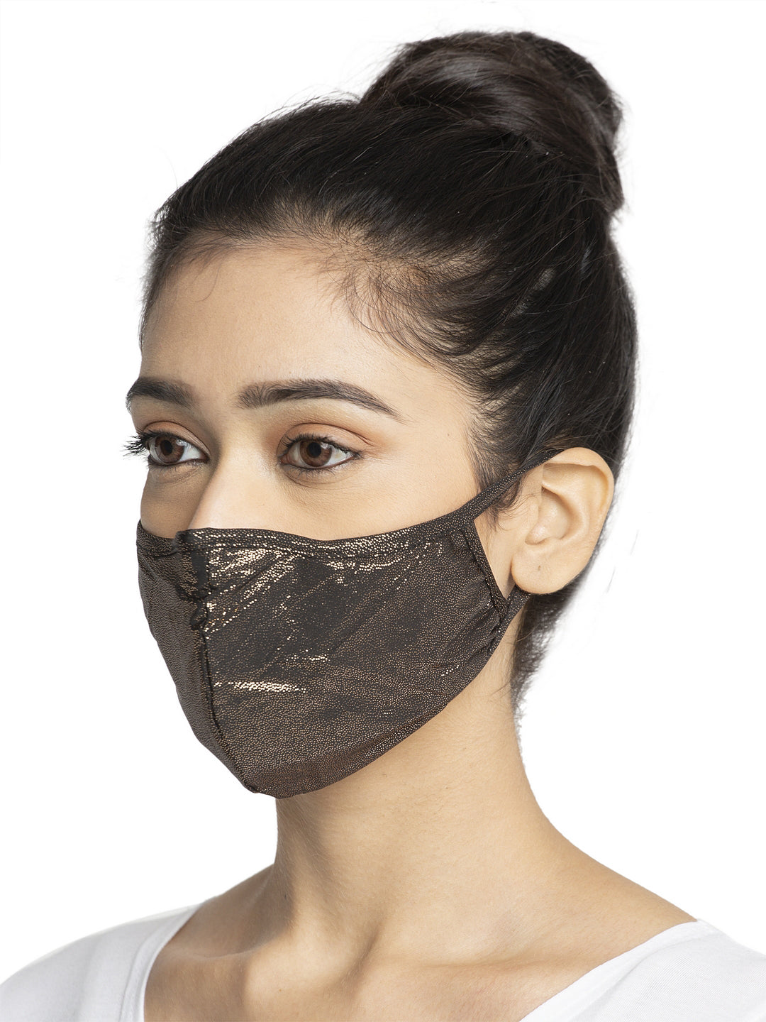 Black With Shiny Glitter Women Fashionable Reusable Party Face Mask