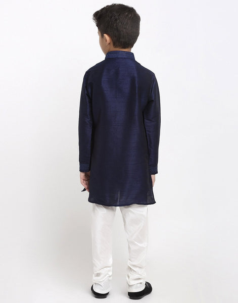 Brocade Kurta Pajama Set For Boys/Kids By Treemoda|Navy Blue| Kurta Pajama Set