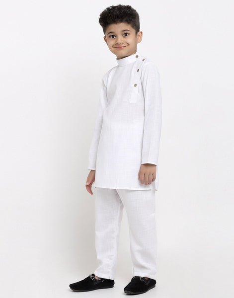 Linen Designer Kurta Pajama Set For Boys/Kids By Treemoda|White| Kurta Pajama Set