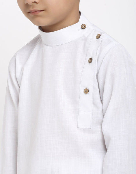 Linen Designer Kurta Pajama Set For Boys/Kids By Treemoda|White| Kurta Pajama Set