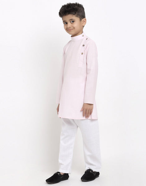 Linen Designer Kurta Pajama Set For Boys/Kids By Treemoda|Pink| Kurta Pajama Set