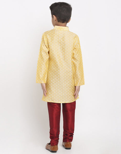 Brocade Kurta Pajama Set For Boys/Kids By Treemoda|Light Golden| Kurta Pajama