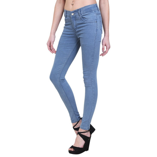 Women's Slim Fit Mid-Rise Light Fade Clean Look Streachable Jeans