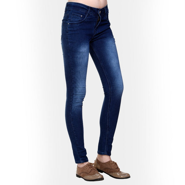 Women's Slim Fit Mid-Rise Light Fade Clean Look Streachable Jeans