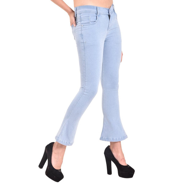 Women's Skinny Fit Mid-Rise Heavy Fade Boot Cut Streachable Jeans