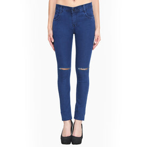 Women's Slim Fit Mid-Rise Blue Streachable Jeans