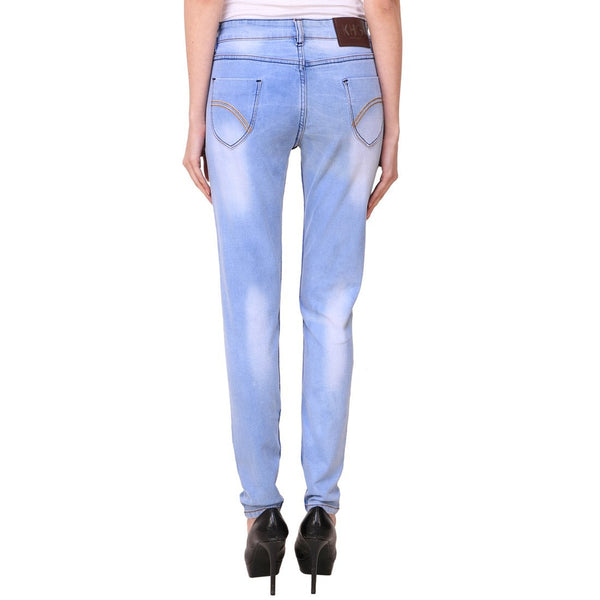 Women's Skinny Fit Mid-Rise Heavy Fade Clean Look Streachable Jeans