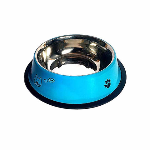 Large Size 900ml Anti-Skid Stainless Steel Dogs Feeding Bowl Colored Printed with Black Ring