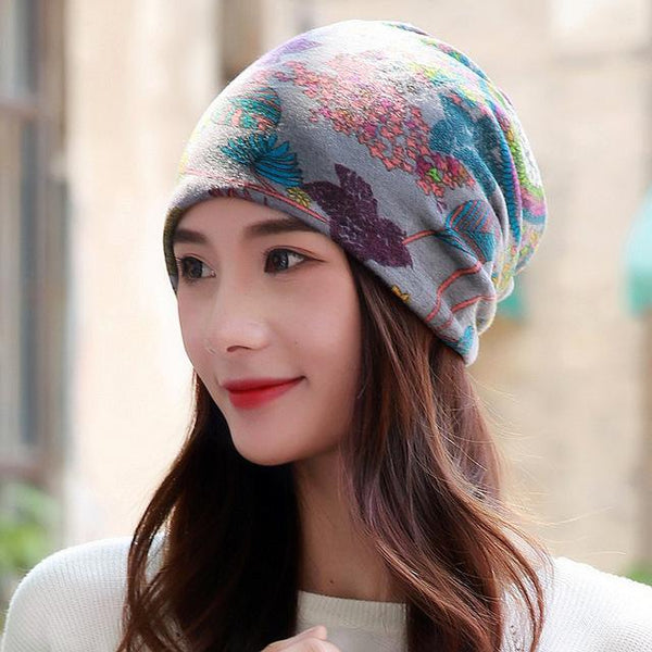 New Polyester Cotton Casual Floral Headscarf Fashion Female Spring Autumn Scarf Cap Hats