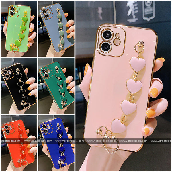 Love Heart Wrist Chain Silicone case for Apple iPhone