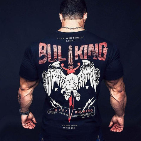 Men Creative Printed Short sleeve Cotton T-shirt Fashion Casual Gyms Fitness Bodybuilding Workout Tees Male Tops Brand Clothing