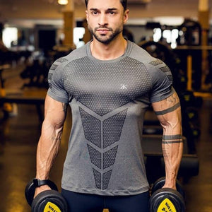 grey gym t-shirts for men, gym wear fitness clothes
