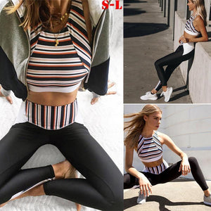 Strips 2019 Women Yoga Sets Vest Fitness Suit GYM Clothing Workout Clothing Running Woman Sportswear Jogging Sports Suit Set