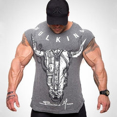 Men Short Sleeve Cotton Fashion Casual Printed Gyms T-shirts