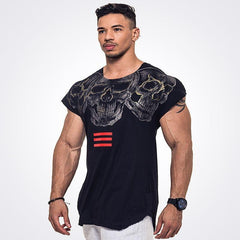 Men Short Sleeve Cotton Fashion Casual Printed Gyms T-shirts