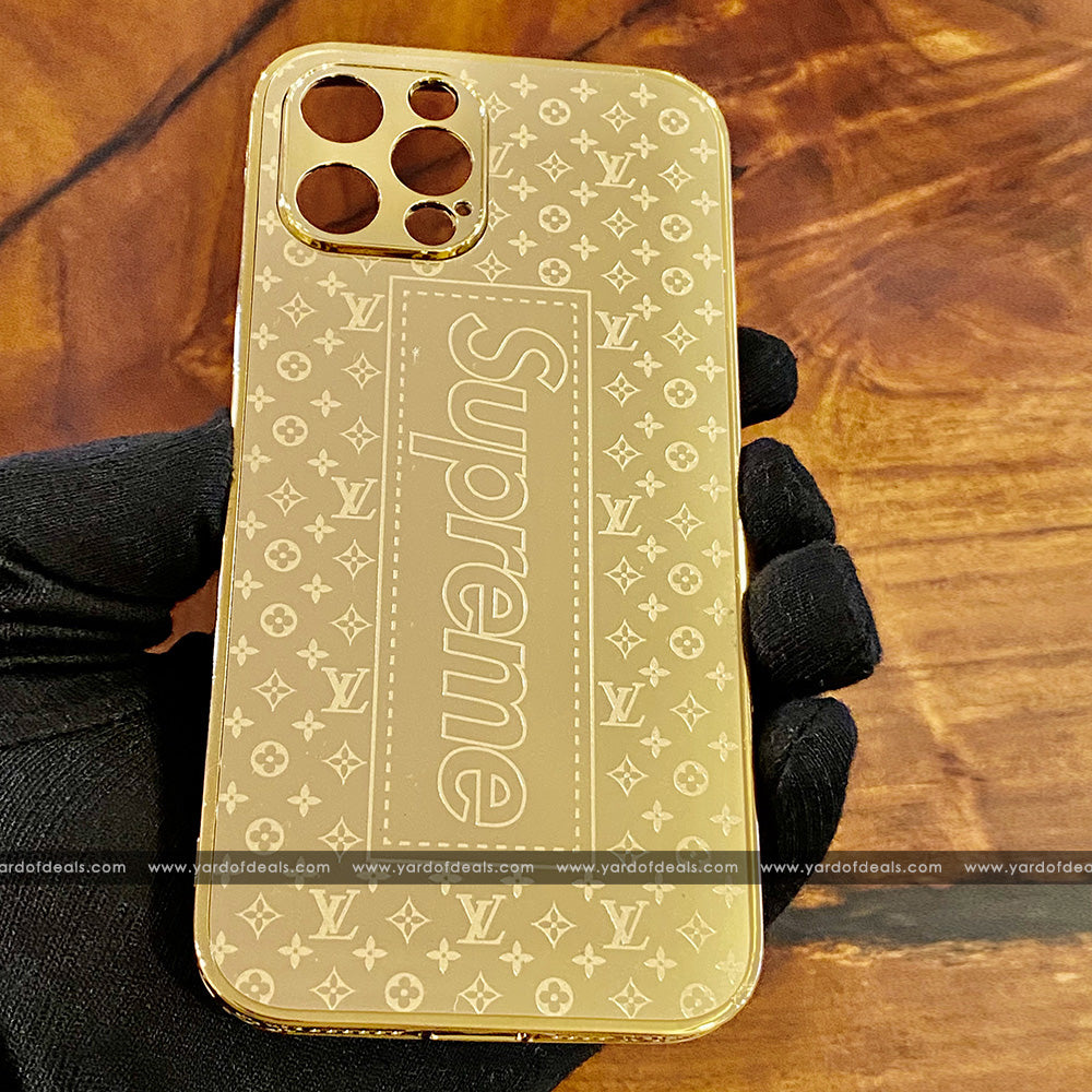 LV Black Gold Glass Case for iPhone 11