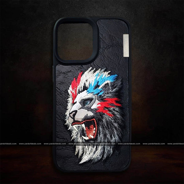 3D EMBROIDERED LEATHER LION CASE FOR iPhone 12, 13 & 14 Series