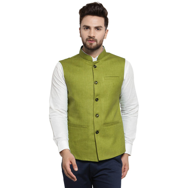 Buy Light Green Jacquard Nehru Jacket Online at Best Price | Cbazaar