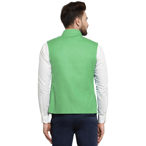 Treemoda Mint Green Nehru jacket For Men Stylish Latest Design Suitable for Ethnic Wear/Wedding Wear/ Formal Wear/Casual Wear