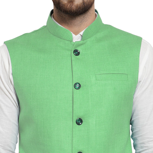Treemoda Mint Green Nehru jacket For Men Stylish Latest Design Suitable for Ethnic Wear/Wedding Wear/ Formal Wear/Casual Wear