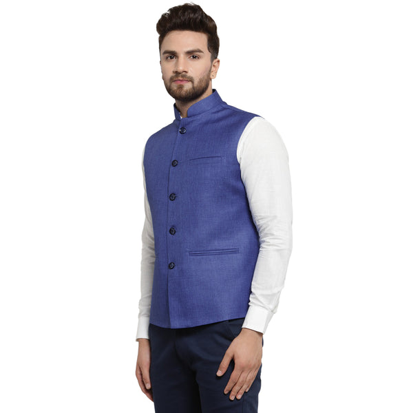 Treemoda Navy Blue Nehru jacket For Men Stylish Latest Design Suitable for Ethnic Wear/Wedding Wear/ Formal Wear/Casual Wear